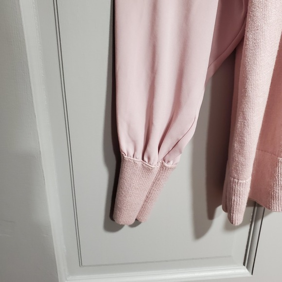 Loft Sweater women Size Medium Soft Blush Pink Long Sleeves Ribbed cuffs Office - Picture 4 of 9